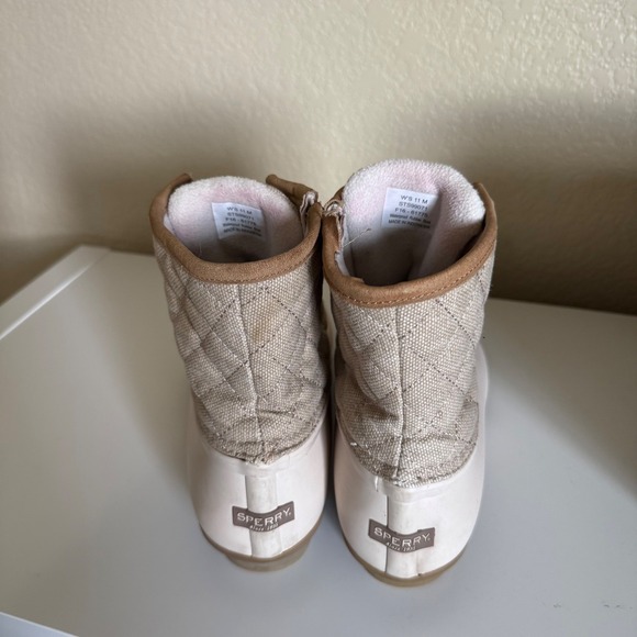 Sperry Saltwater Quilted Canvas Duck Boots Ivory Beige STS99071 Womens 11 M - Picture 8 of 9